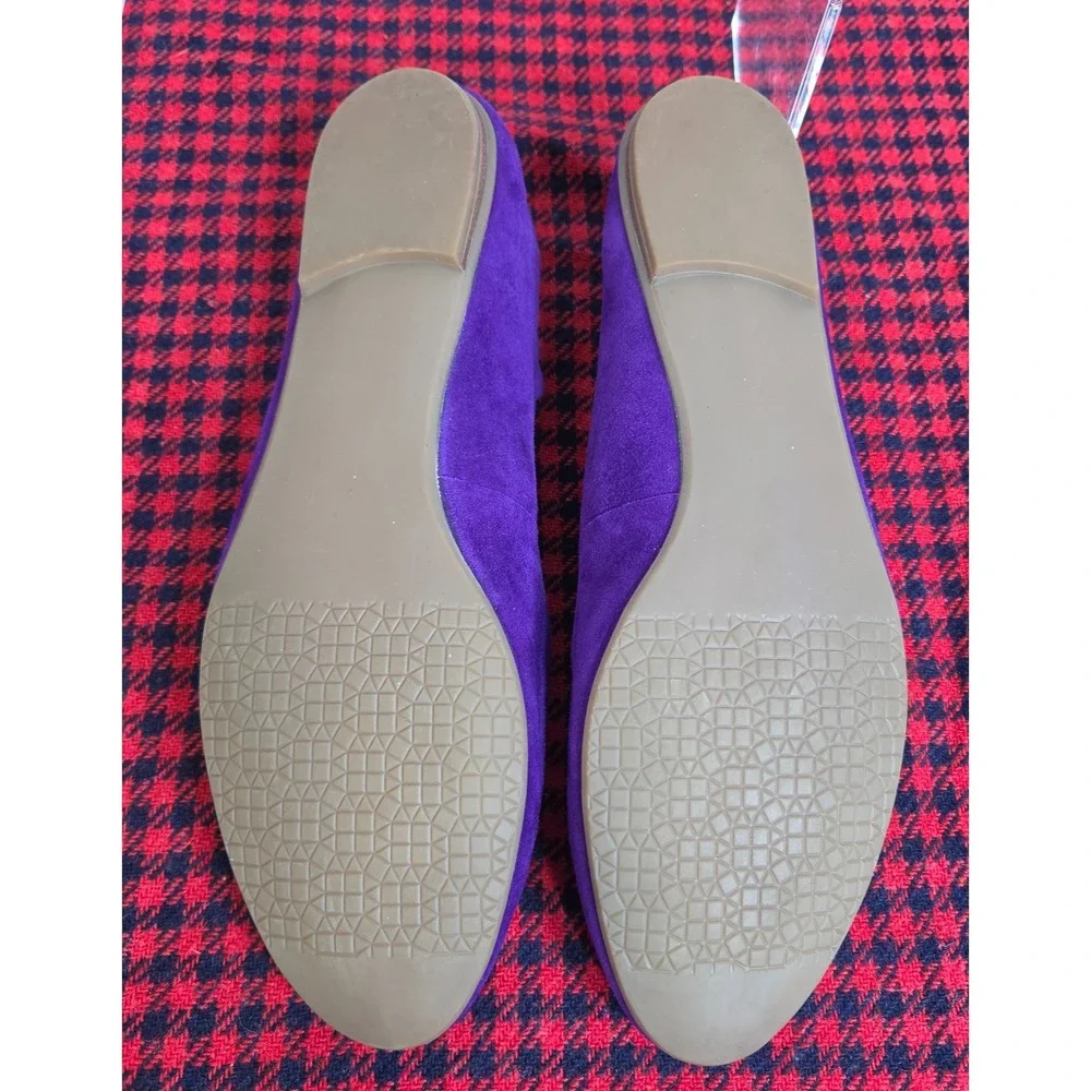 Amelia Grace Wynn Purple Suede Scalloped Ballet Flats Leather Women's sz 8M